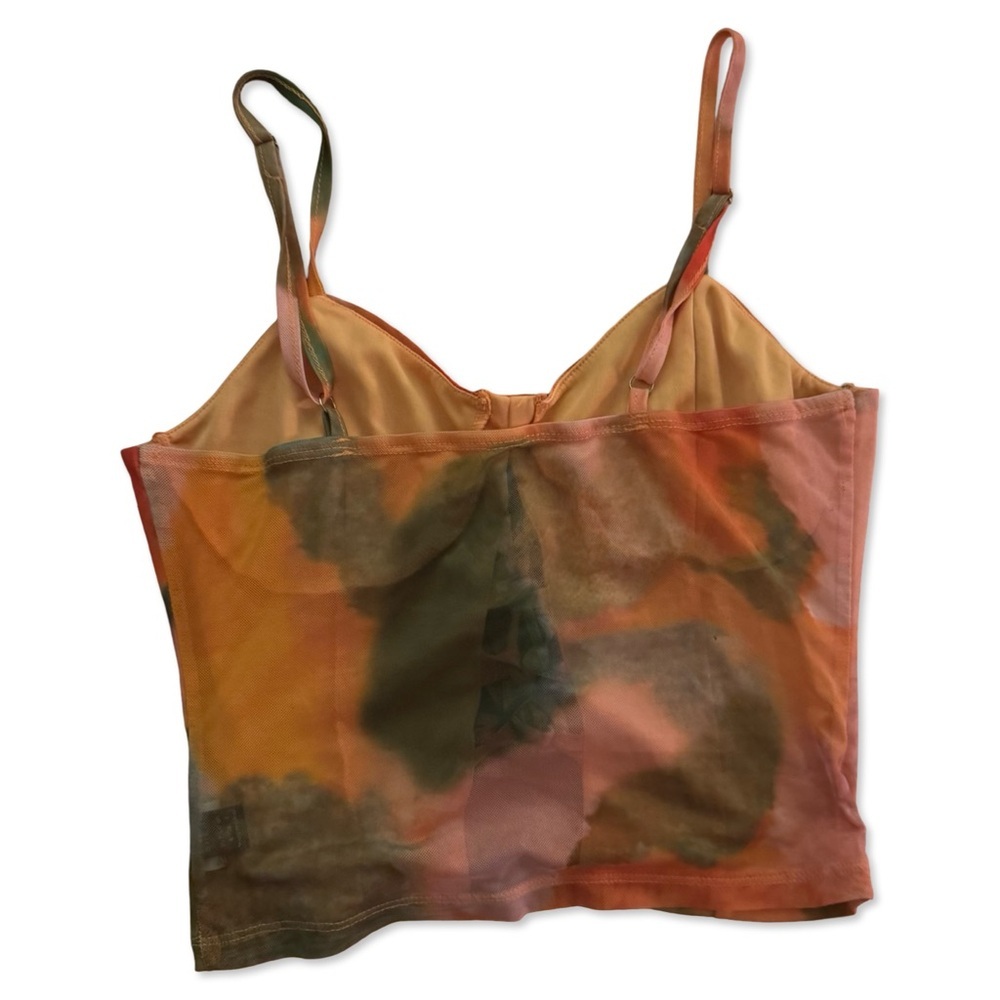Orange Tie Dye Corset Crop Top Lace Up Bustier Y2K Going Out Top | NWOT - Picture 3 of 3